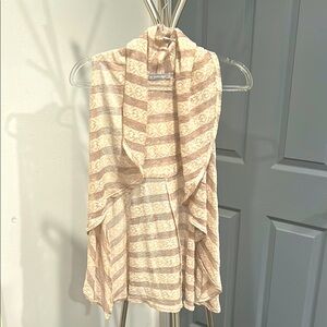 NY Collection‎ Cream Asymmetrical open cardigan/vest/coverup